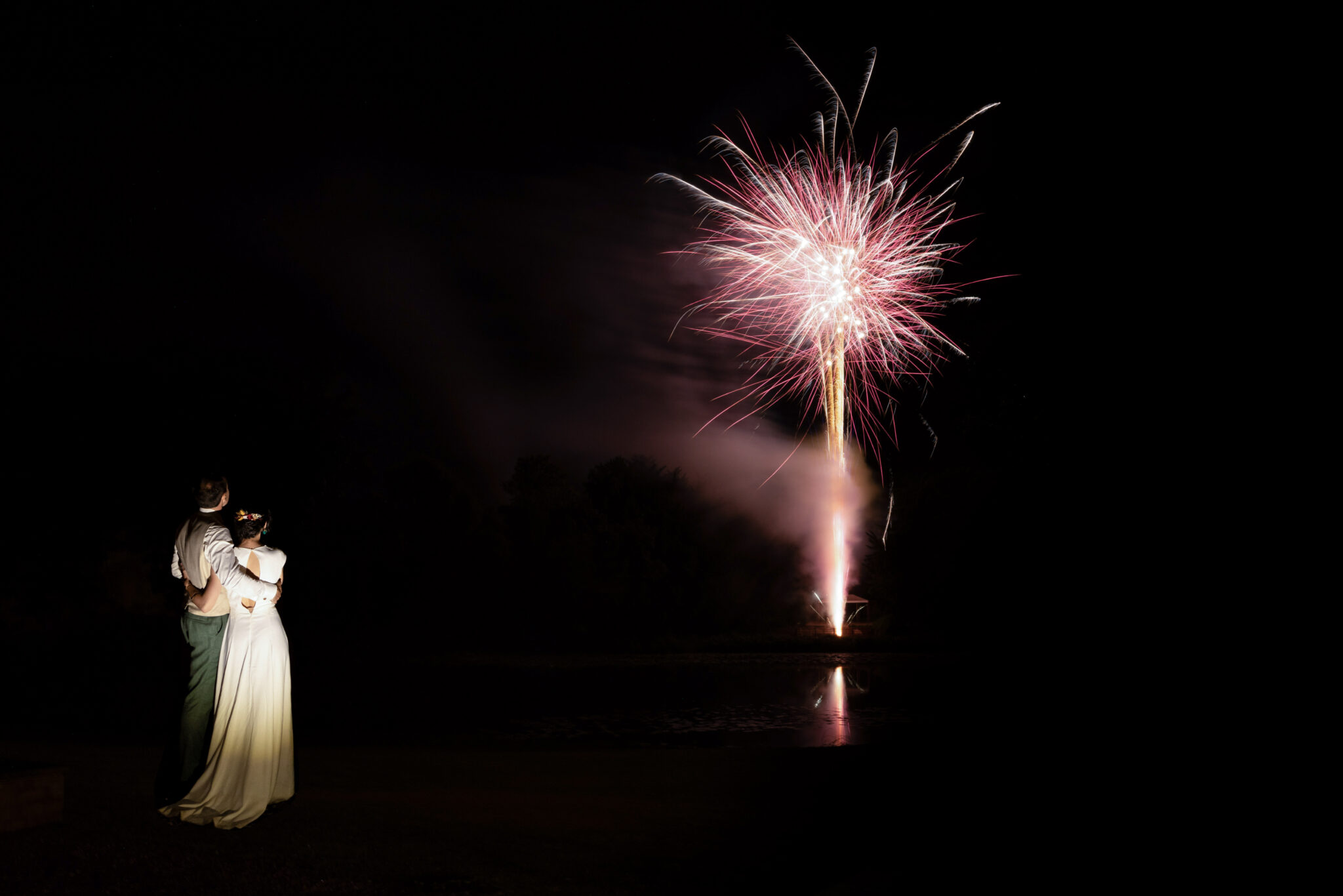 photo feu d'artifice de mariage en Loire Atlantique - château du Pordor